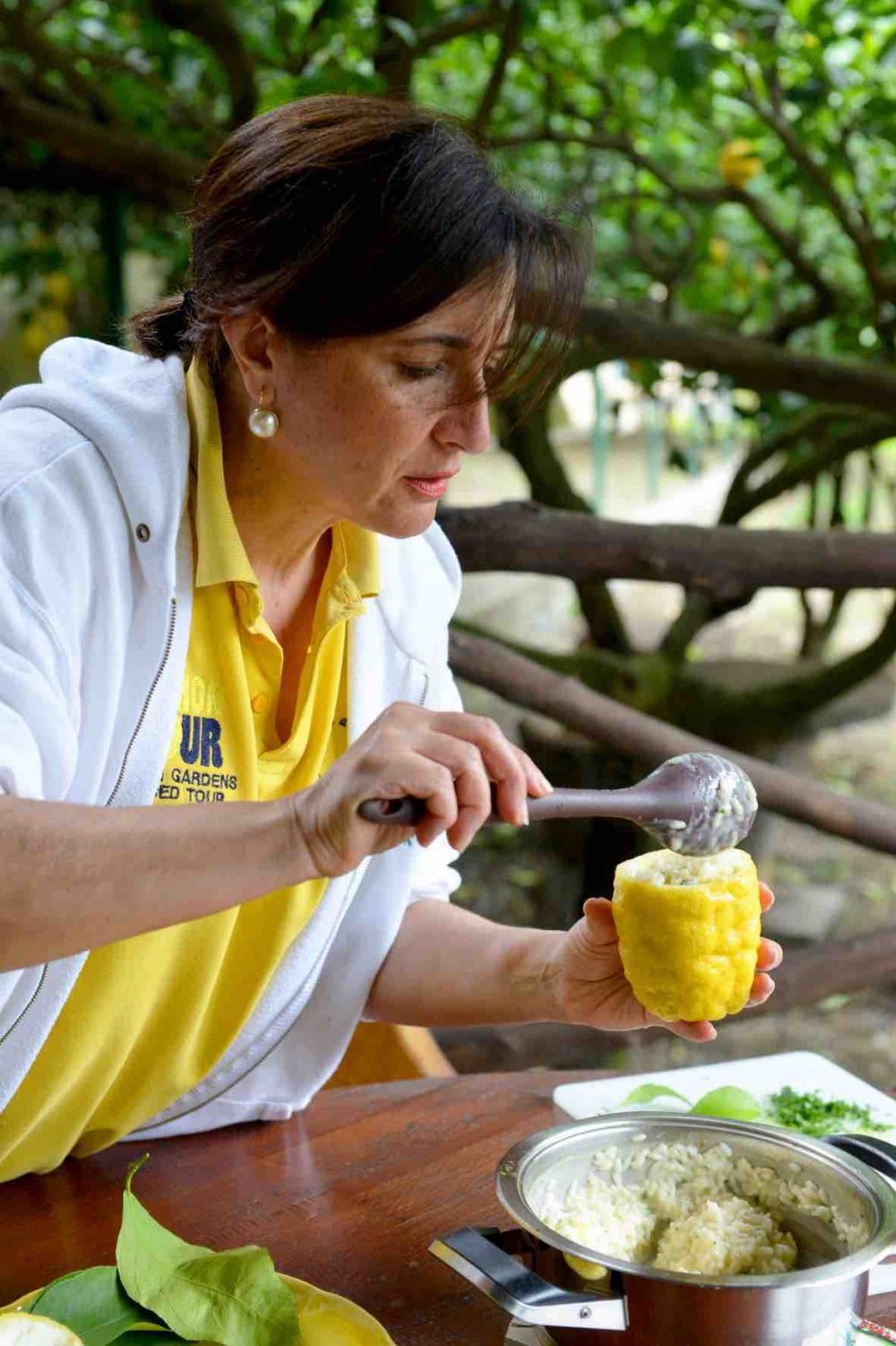 A lemon bowl gives risotto an extra flavor pop.