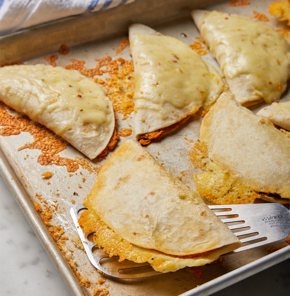 Cheese Crisped Pinto Bean Quesadillas i41 Sheet Pan