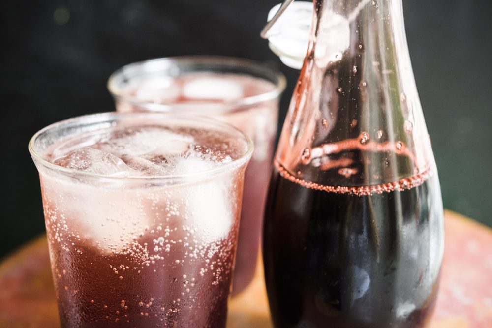Inspired by a London bar, we blend pomegranate and sour cherry juice in our grenadine