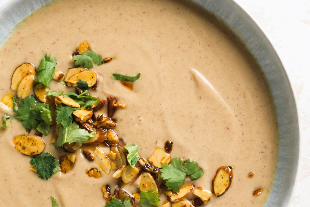Harissa Spiced Cauliflower Almond Soup
