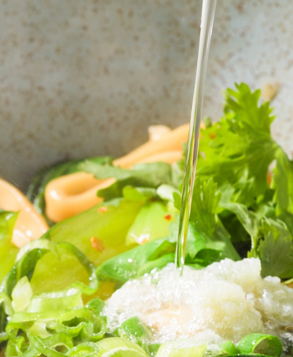 Hot Oil Noodles with Bok Choy Inset