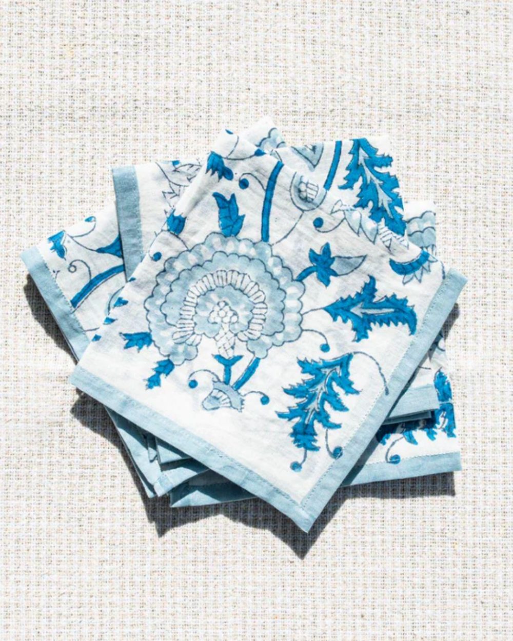 J Catma Mughal Flower Block Print Cocktail Napkins Blog
