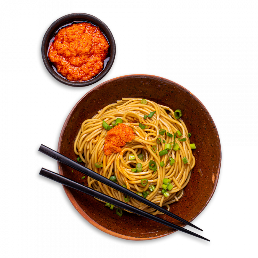 Chili-garlic sauce adds subtle heat and deep flavor.