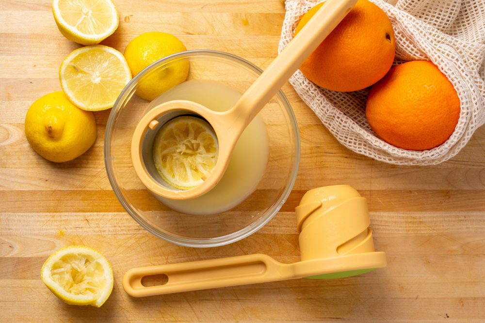This juicer with a twist extracts every last drop of citrus.