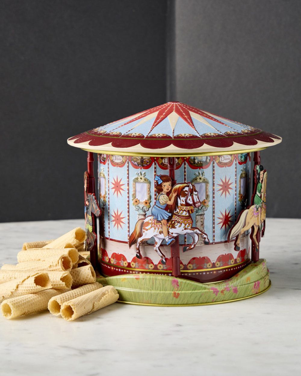 A carousel tin