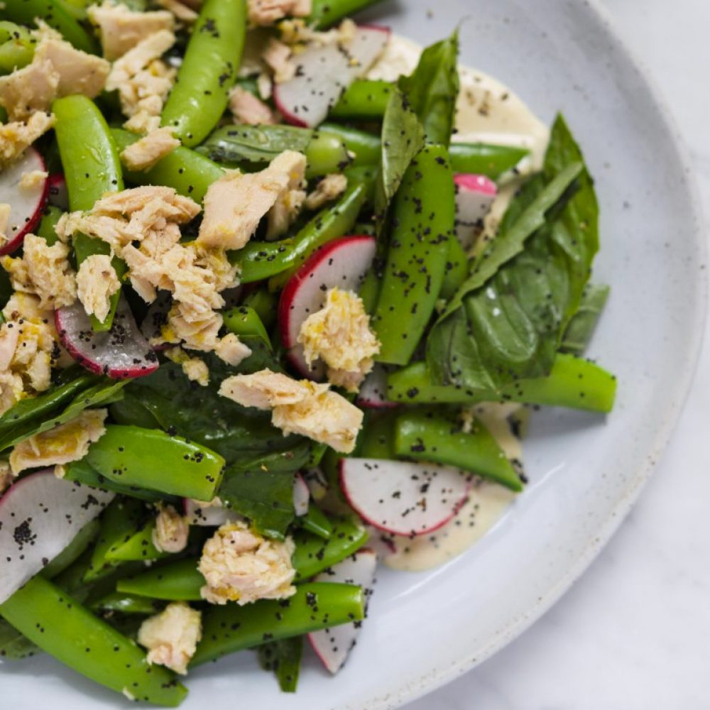SUGAR SNAP AND RADISH SALAD WITH OLIVE OIL TUNA milk street