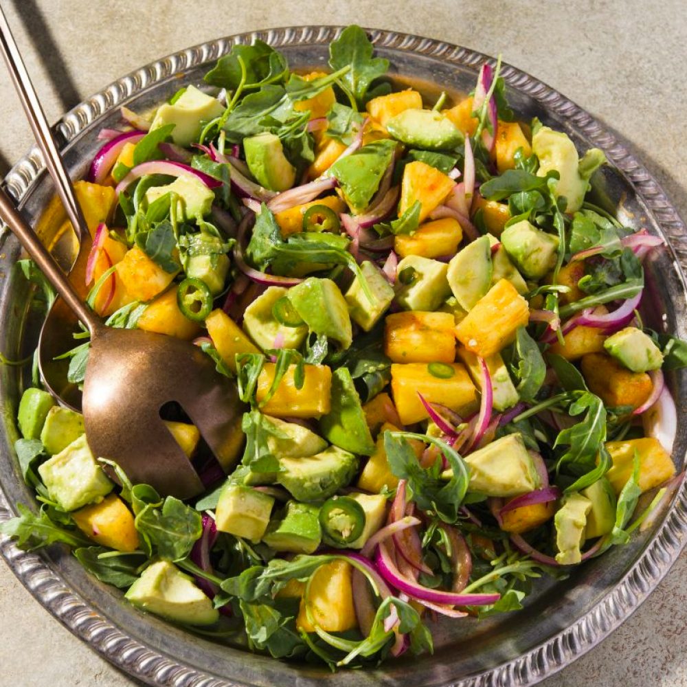 Avocado pineapple arugula salad fresh chili lime milk street