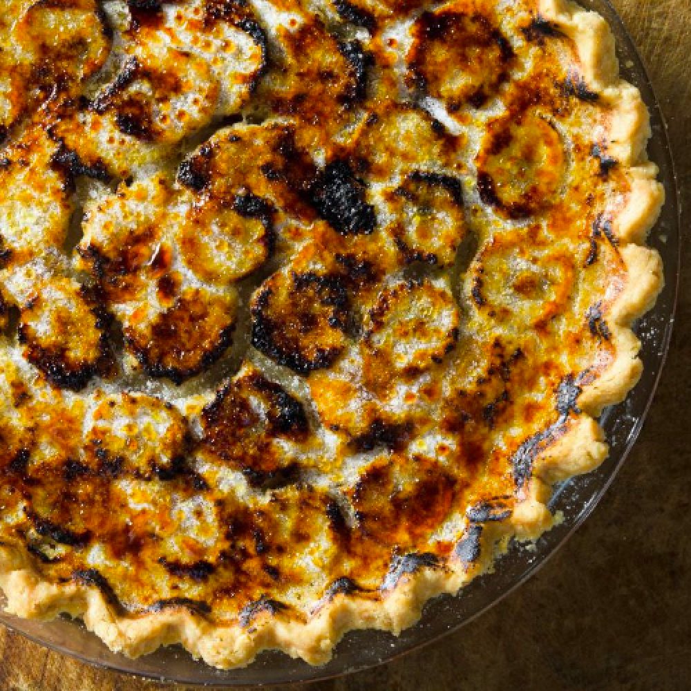 Banana custard pie caramelized sugar milk street