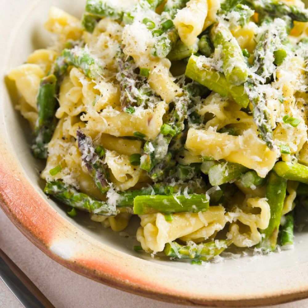 Campanelle pasta asparagus lemon parmesan milk street