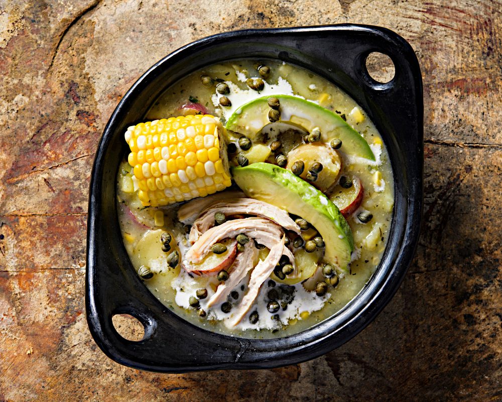 Colombian potato soup chicken corn capers ajiaco h