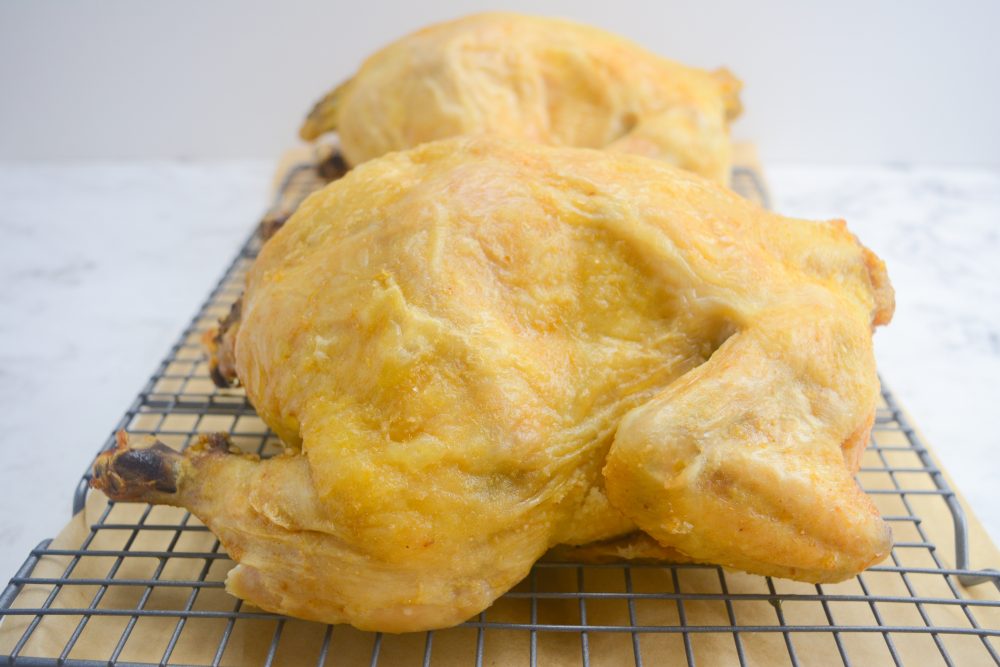 Dry brined chicken closeup