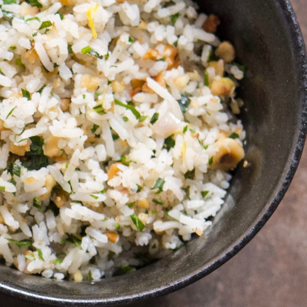 Lemon herb pilaf hazelnuts milk street