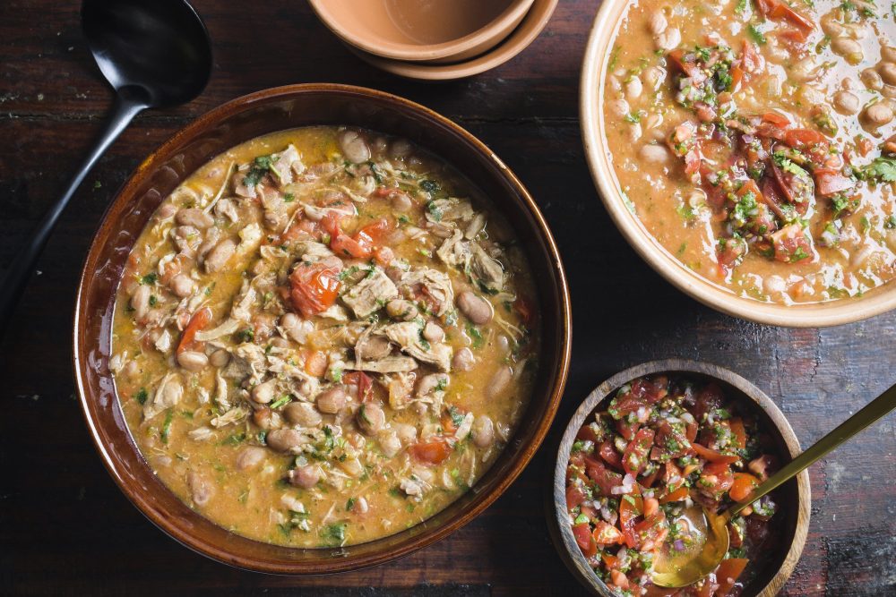 mexican-stewed-beans-shredded-pork-salsa-fresca