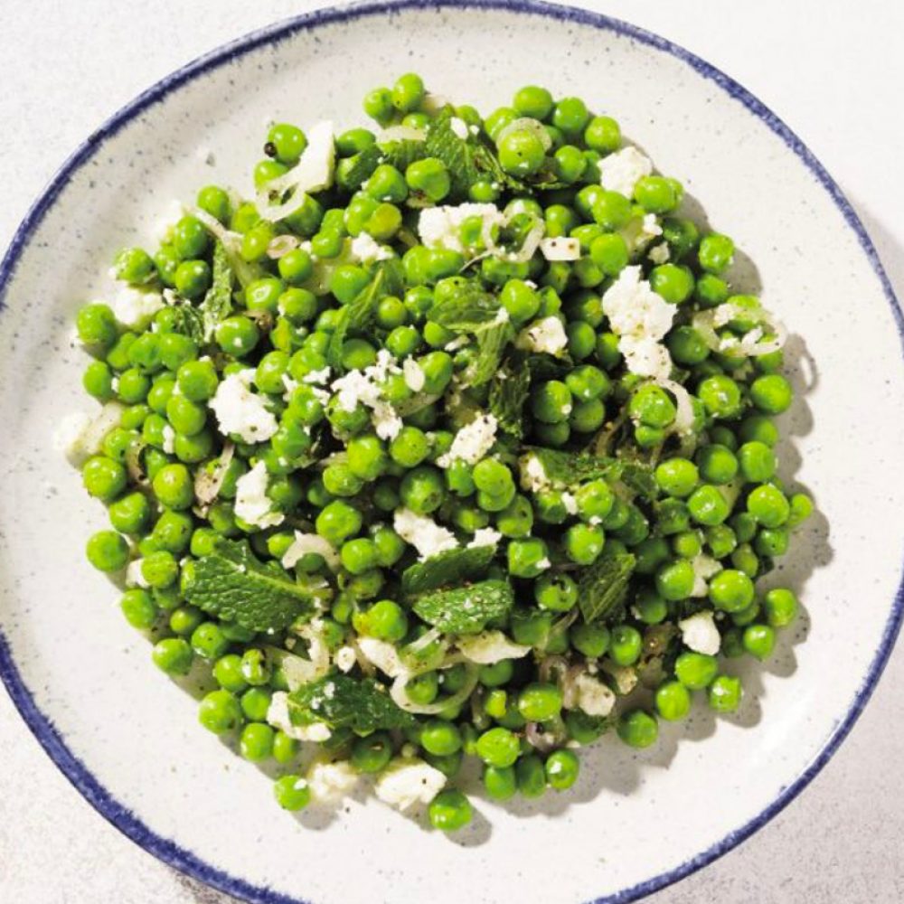 Minty green pea salad lemon feta milk street