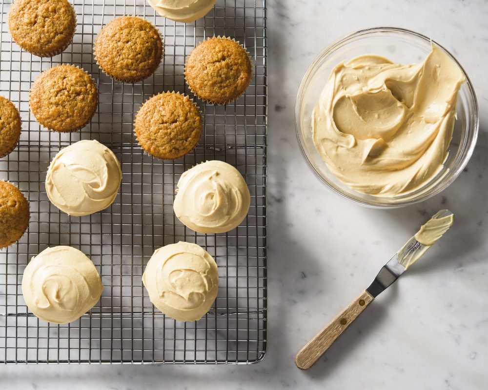 Sweet potato cupcakes cream cheese caramel frosting h