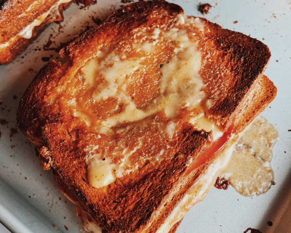 The best ham and cheese sandwich is baked in the oven 2