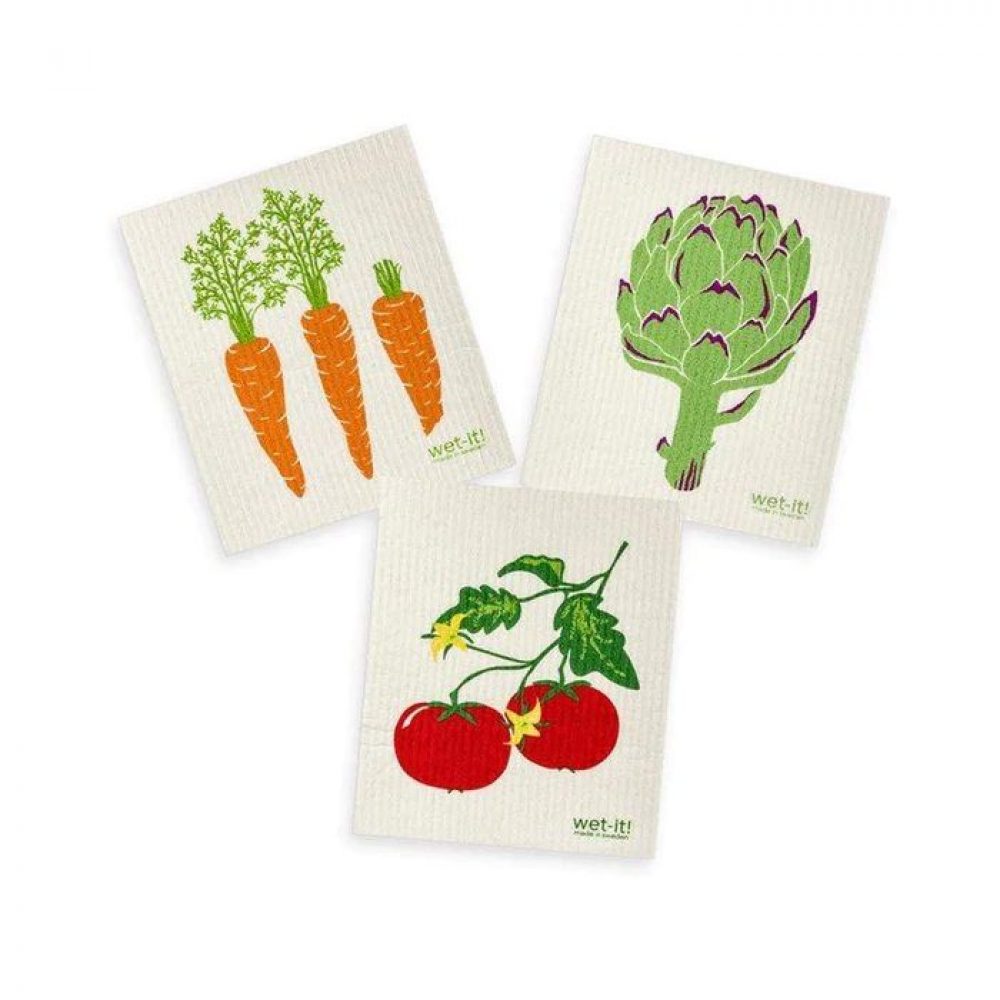 Wet it dishcloths my swedish treasures set of 3 carrot artichoke tomato