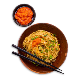 Chili-garlic sauce adds subtle heat and deep flavor.
