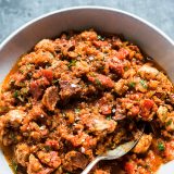 Pork and Chorizo Stew with  Peppers (Carcamusa)