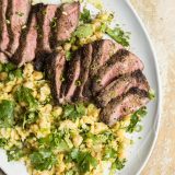 Spice-Crusted Steak with Mashed Chickpeas