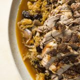 Slow roasted pork sauerkraut apples dried fruits v