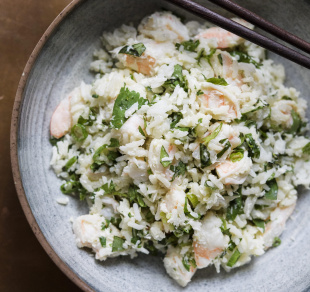 Jasmine Rice and Herb Salad with Shrimp
